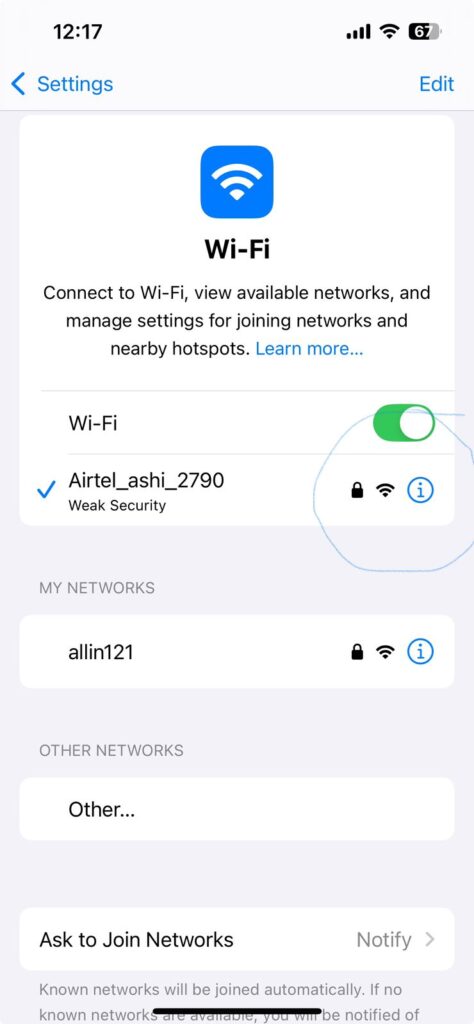 192.168.1.1 Iphone settings